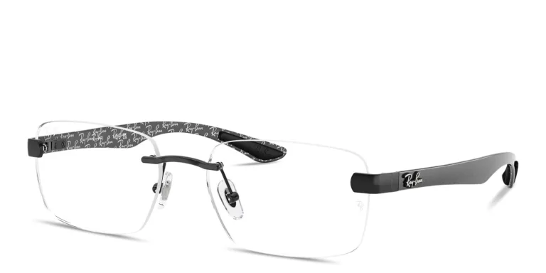 Shop Ray-Ban Optics Unisex Rimless Square Eyeglasses in Black online.