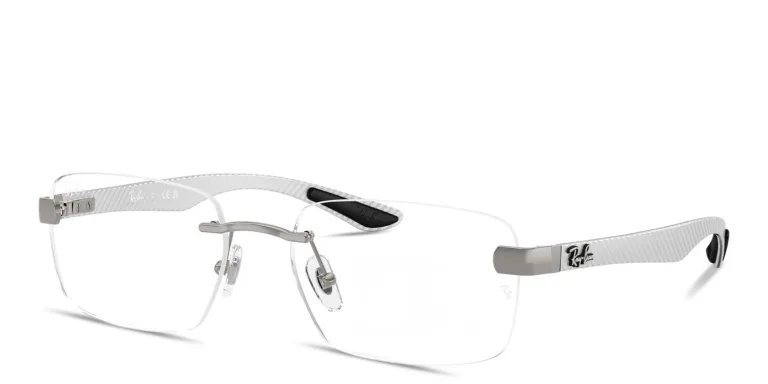 Shop Ray-Ban Optics Unisex Rimless Wide Square Eyeglasses in Gunmetal online.