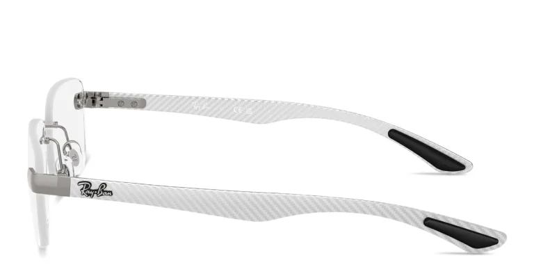 Shop Ray-Ban Optics Unisex Rimless Wide Square Eyeglasses in Gunmetal online.