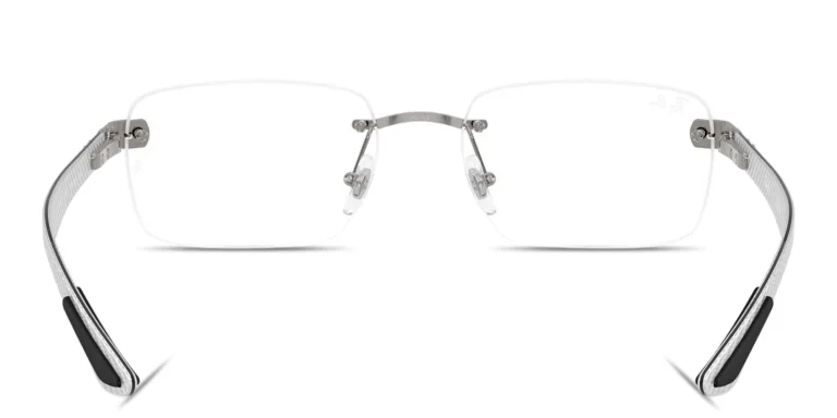 Shop Ray-Ban Optics Unisex Rimless Wide Square Eyeglasses in Gunmetal online.