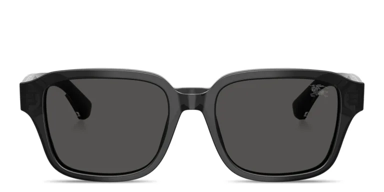 Shop BURBERRY Engraved Logo Square Sunglasses in Grey online.
