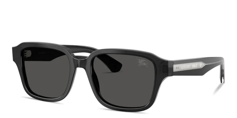 Shop BURBERRY Engraved Logo Square Sunglasses in Grey online.