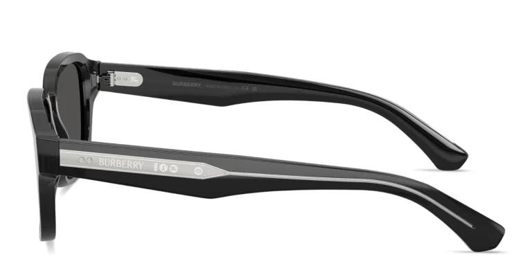 Shop BURBERRY Engraved Logo Square Sunglasses in Grey online.