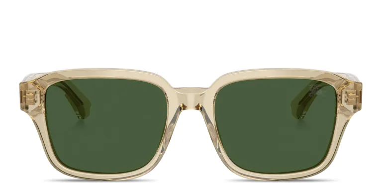 Shop BURBERRY Engraved Logo Square Sunglasses in Beige online.