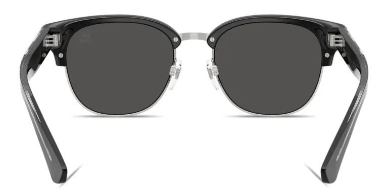Shop BURBERRY Engraved Logo Round Sunglasses in Black online.