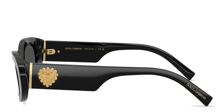 Shop Dolce & Gabbana Heart Motif Oval Sunglasses in Black online.