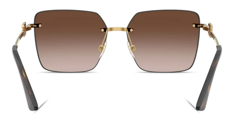 Shop Dolce & Gabbana Rhinestone-Embellished Oversized Rimless Square Sunglasses in Gold online.