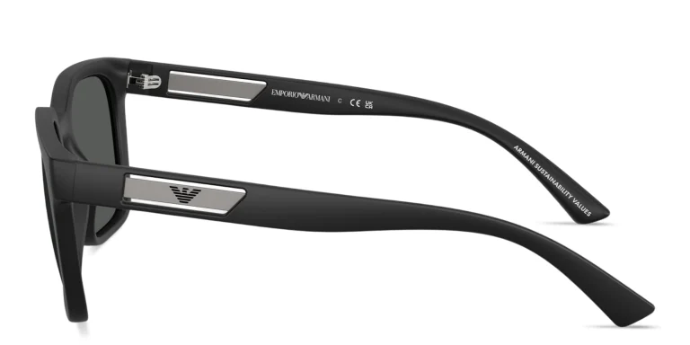 Shop Emporio Armani Eagle Logo Square Sunglasses in Black online.