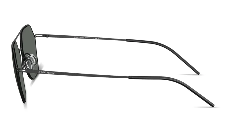 Shop GIORGIO ARMANI Engraved Logo Square Sunglasses in Black online.