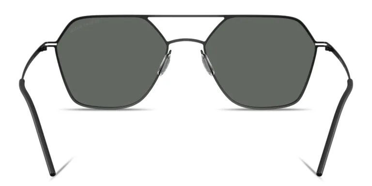 Shop GIORGIO ARMANI Engraved Logo Square Sunglasses in Black online.