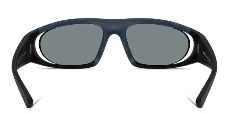 Shop Prada Linea Rossa Logo Signature Irregular Sunglasses in Black online.