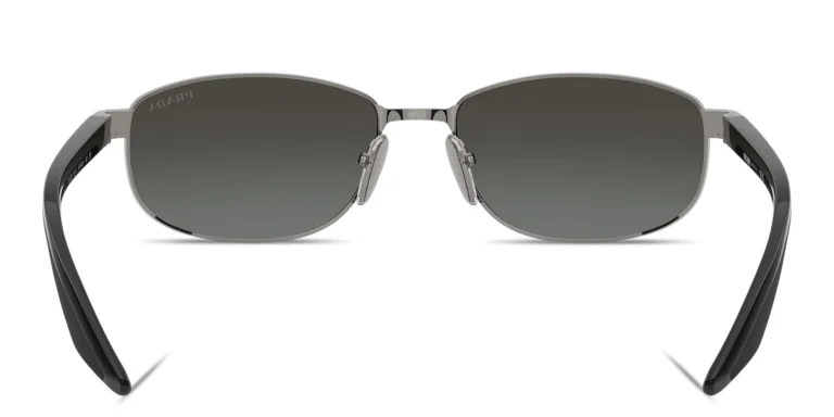 Shop Prada Linea Rossa Logo Signature Oval Sunglasses in Grey online.