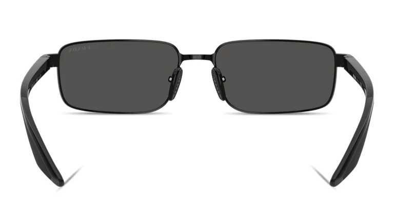 Shop Prada Linea Rossa Logo Signature Rectangle Sunglasses in Black online.