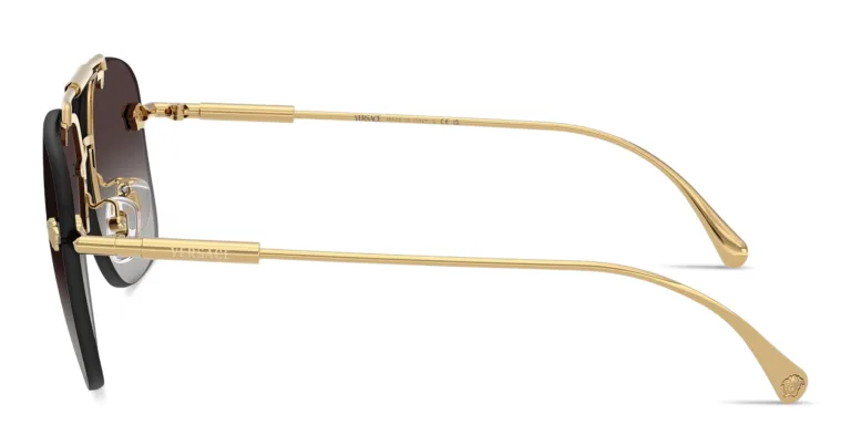 Shop VERSACE Medusa Rimless Square Sunglasses in Gold online.