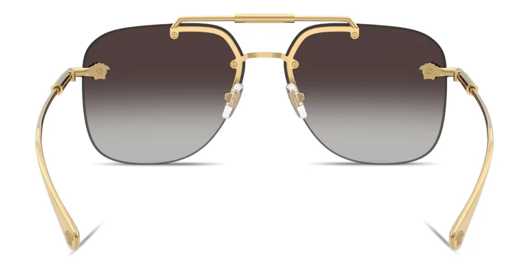 Shop VERSACE Medusa Rimless Square Sunglasses in Gold online.