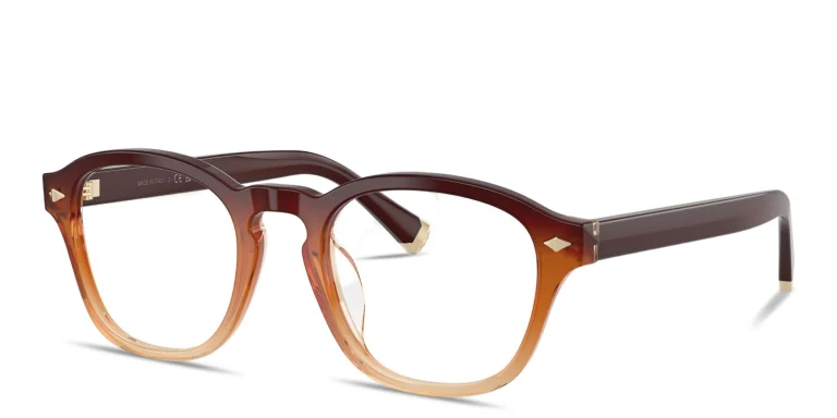 Shop BRUNELLO CUCINELLI Unisex Square Eyeglasses with Blue Light Filter in Brown online.