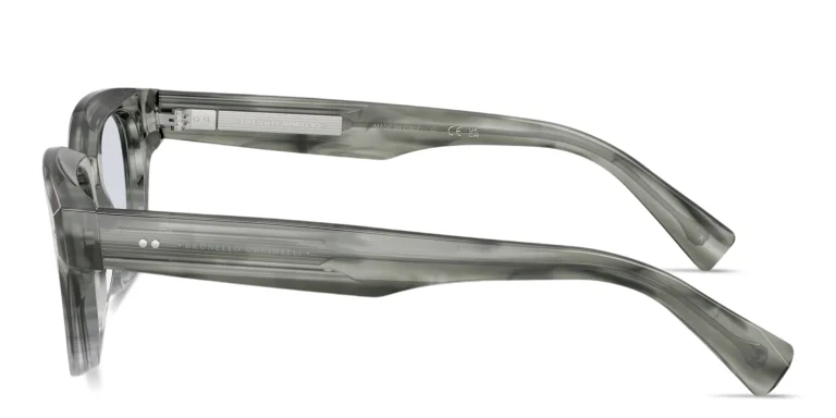 Shop BRUNELLO CUCINELLI Miles Unisex Rectangle Eyeglasses in Grey online.