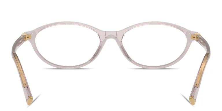 Shop MIU MIU Vertical Logo Oval Eyeglasses in Purple online.