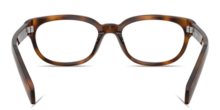 Shop PRADA Logo Signature Panthos Eyeglasses in Brown online.
