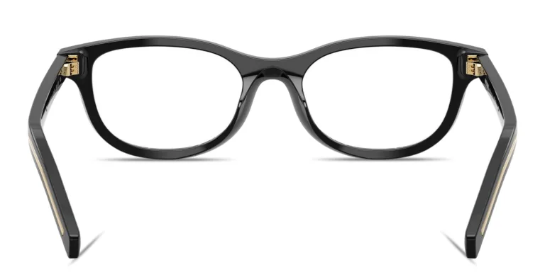 Shop PRADA Logo Signature Oval Eyeglasses in Black online.