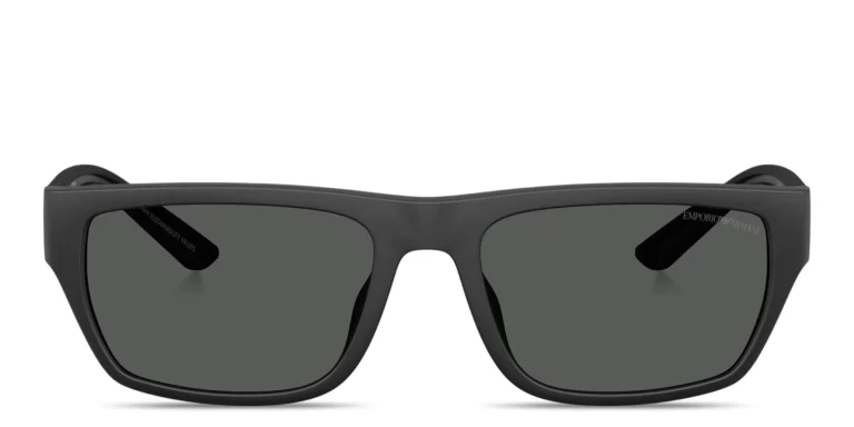 Shop Emporio Armani Embossed Logo Pillow Sunglasses in Black online.