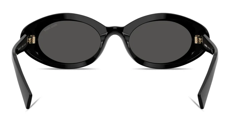 Shop MIU MIU Vertical Logo Oval Sunglasses in Black online.