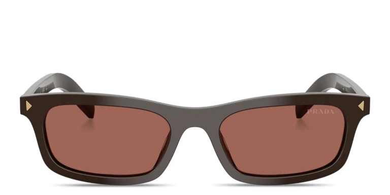 Shop PRADA Logo Signature Pillow Sunglasses in Brown online.