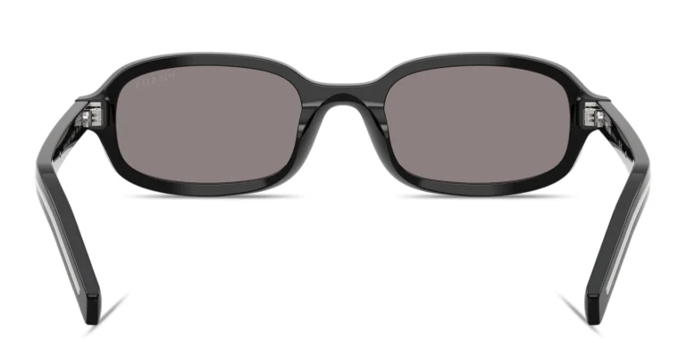 Shop PRADA Logo Signature Oval Sunglasses in Black online.