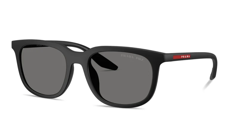 Shop Prada Linea Rossa Logo Signature Pillow Sunglasses in Black online.