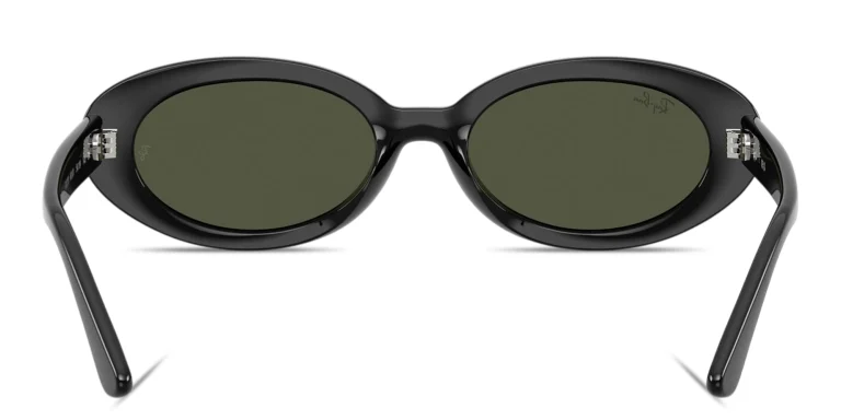 Shop Ray-Ban Embossed Logo Oval Sunglasses in Black online.