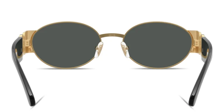 Shop VERSACE Medusa Oval Sunglasses in Gold online.