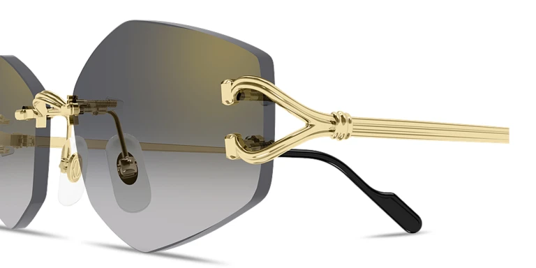 Shop Cartier Décor C de Cartier Unisex Rimless Irregular Sunglasses in Gold online.