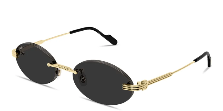 Shop Cartier Première de Cartier Unisex Rimless Oval Sunglasses in Gold online.