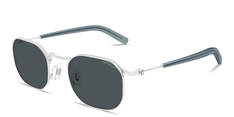 Shop MONTBLANC Snowcap Irregular Sunglasses in Silver online.