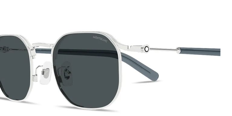Shop MONTBLANC Snowcap Irregular Sunglasses in Silver online.