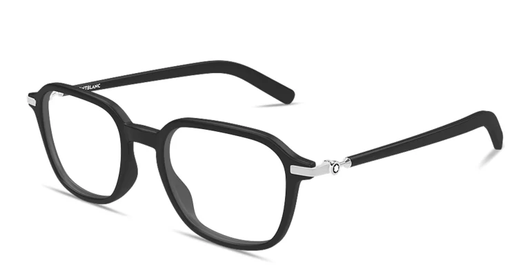 Shop MONTBLANC Snowcap Square Eyeglasses in Black online.