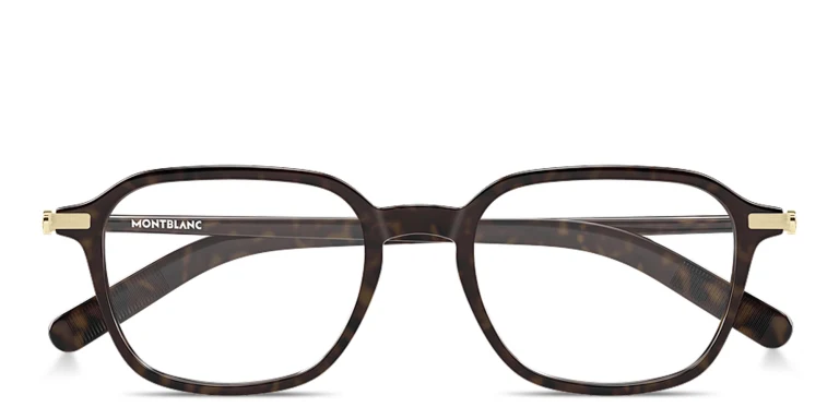 Shop MONTBLANC Snowcap Square Eyeglasses in Havana online.