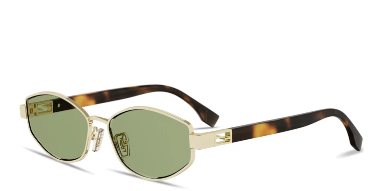 Shop FENDI Baguette Irregular Sunglasses in Gold online.