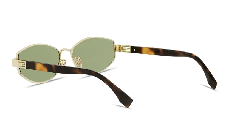 Shop FENDI Baguette Irregular Sunglasses in Gold online.