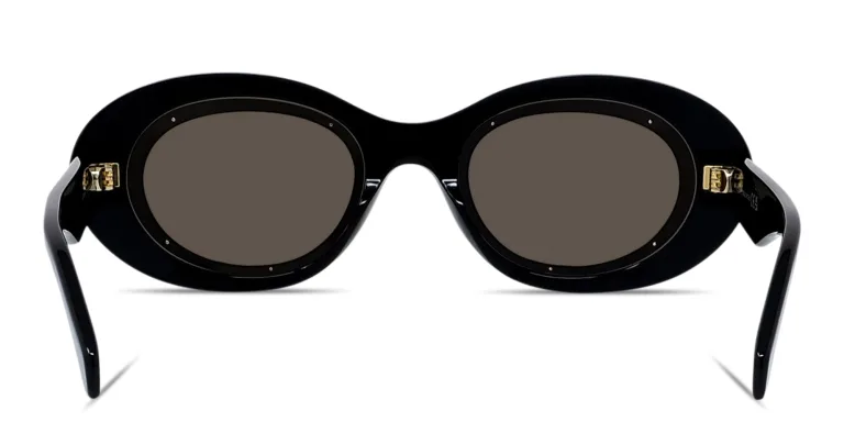 Shop LOEWE Anagram Oval Sunglasses in Black online.