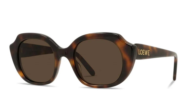 Shop LOEWE Slim Irregular Sunglasses in Havana online.