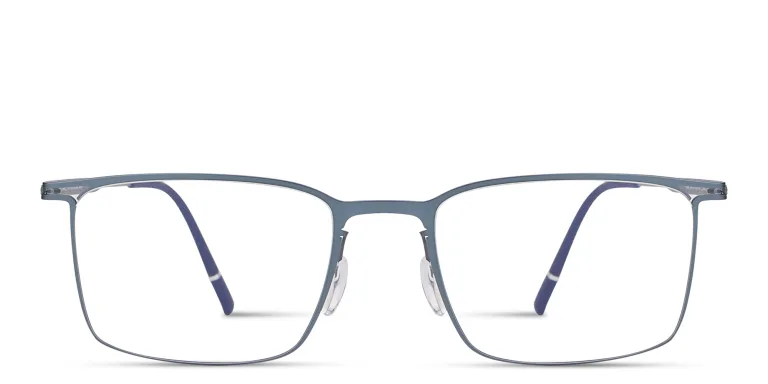 Shop Silhouette Titanium Reframed Rectangle Eyeglasses in Blue online.