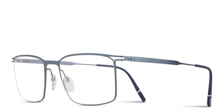 Shop Silhouette Titanium Reframed Rectangle Eyeglasses in Blue online.