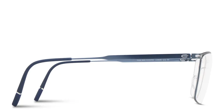 Shop Silhouette Titanium Reframed Rectangle Eyeglasses in Blue online.
