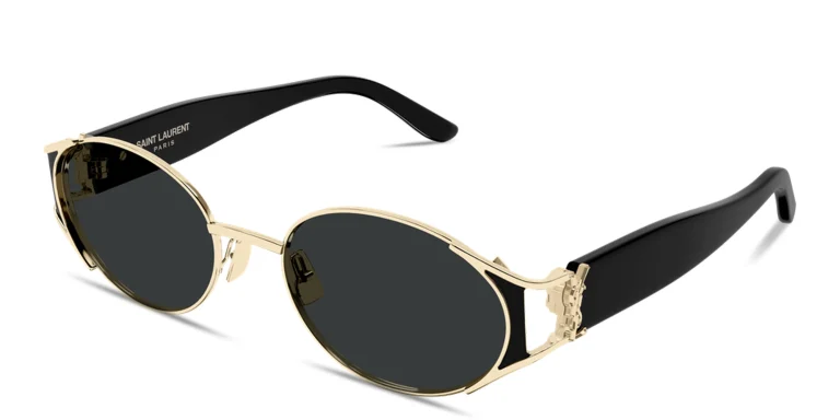 تسوق YSL Logo Oval Sunglasses سان لوران بلون Gold أونلاين.