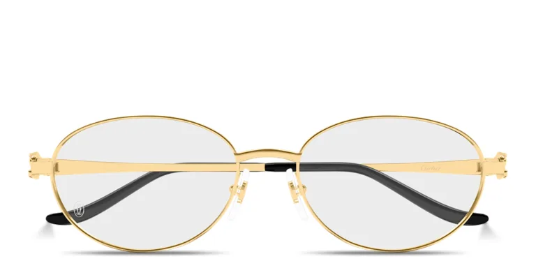 Shop Cartier Panthère de Cartier Oval Eyeglasses in Gold online.