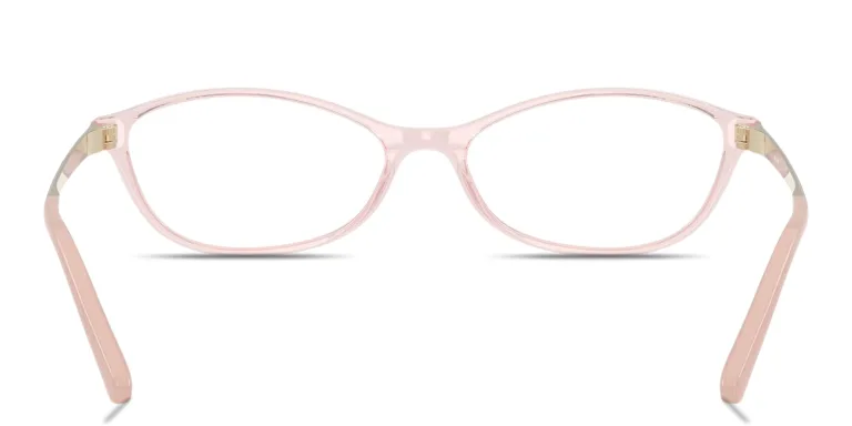 Shop MIU MIU Vertical Logo Wide Oval Eyeglasses in Pink online.