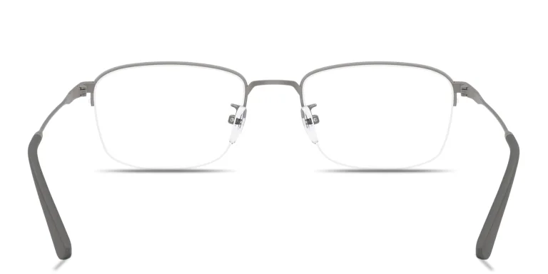 Shop Emporio Armani Engraved Logo Half-Rim Pillow Eyeglasses in Gunmetal online.