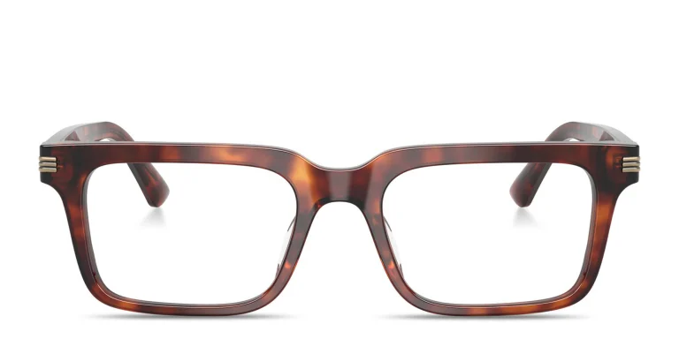 Shop Emporio Armani Eagle Logo Square Eyeglasses in Havana online.