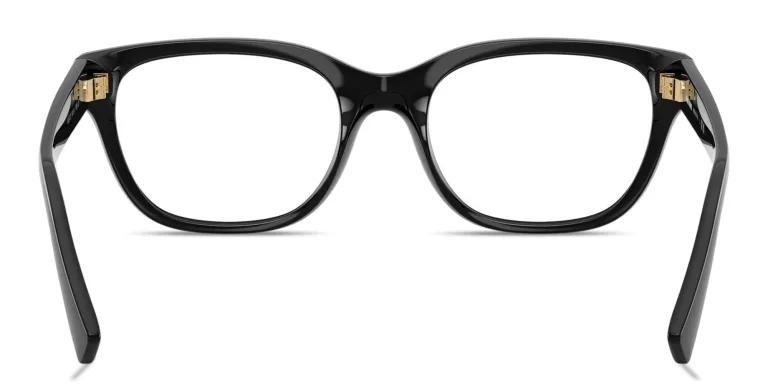 Shop MIU MIU Vertical Logo Square Eyeglasses in Black online.